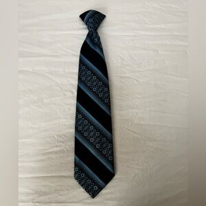 Snap On Black and Blue Patterned Tie